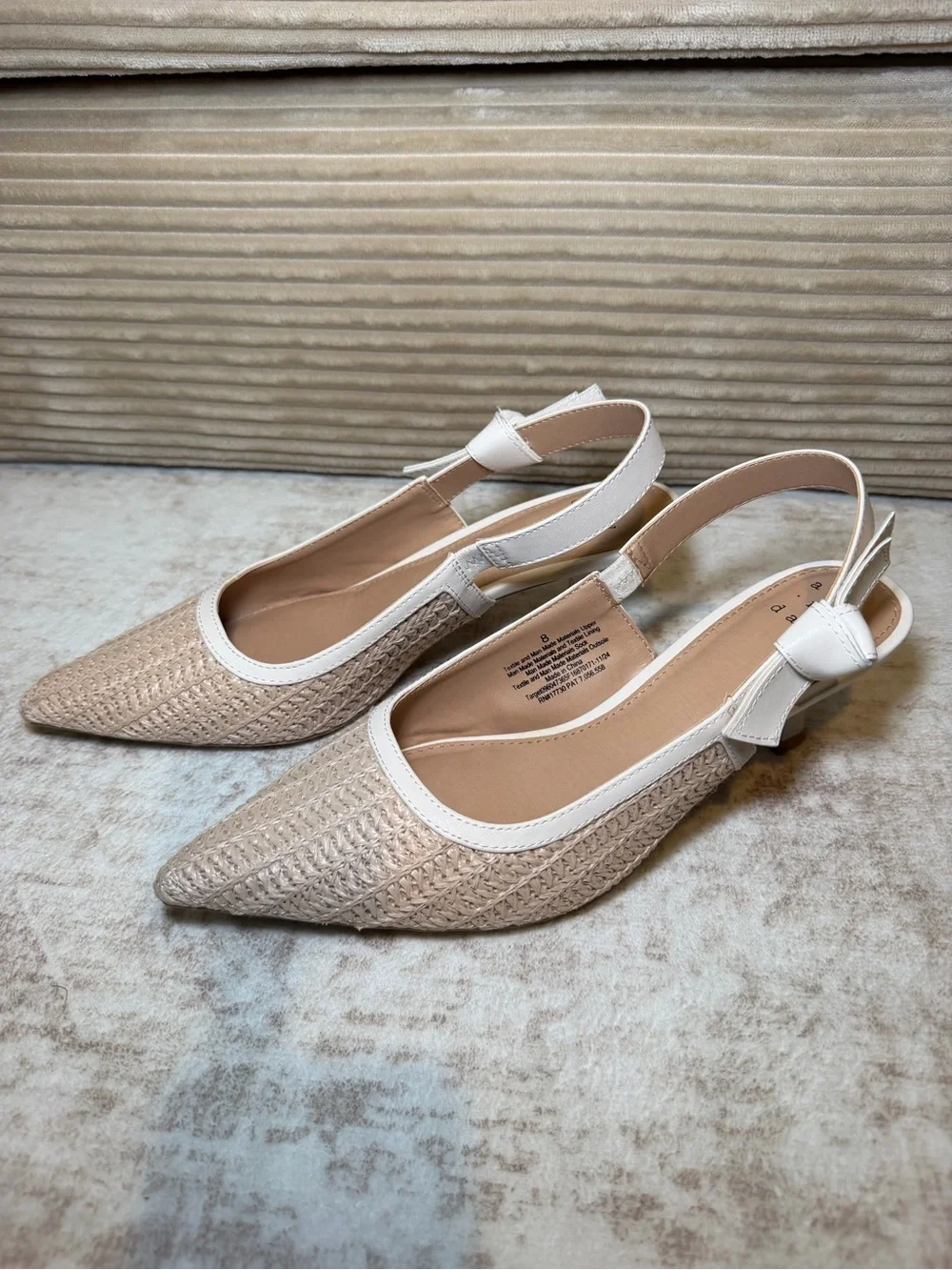 A New Day Milan Raffia Slingback Heels Beige Women’s Size 8